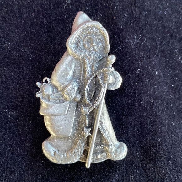 Vintage Camco Pewter Christmas Santa Brooch - Picture 1 of 7
